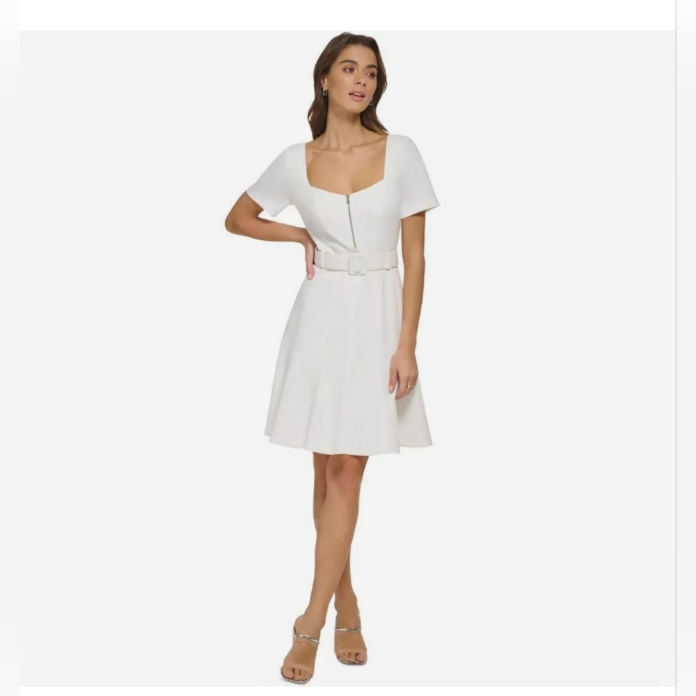 Donna Karen New York DKNY Sweetheart Neck Belted Fit & Flare Dress